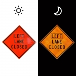 Roll Up Sign & Stand - 48 Inch Left Lane Closed Roll Up Reflective Traffic Sign